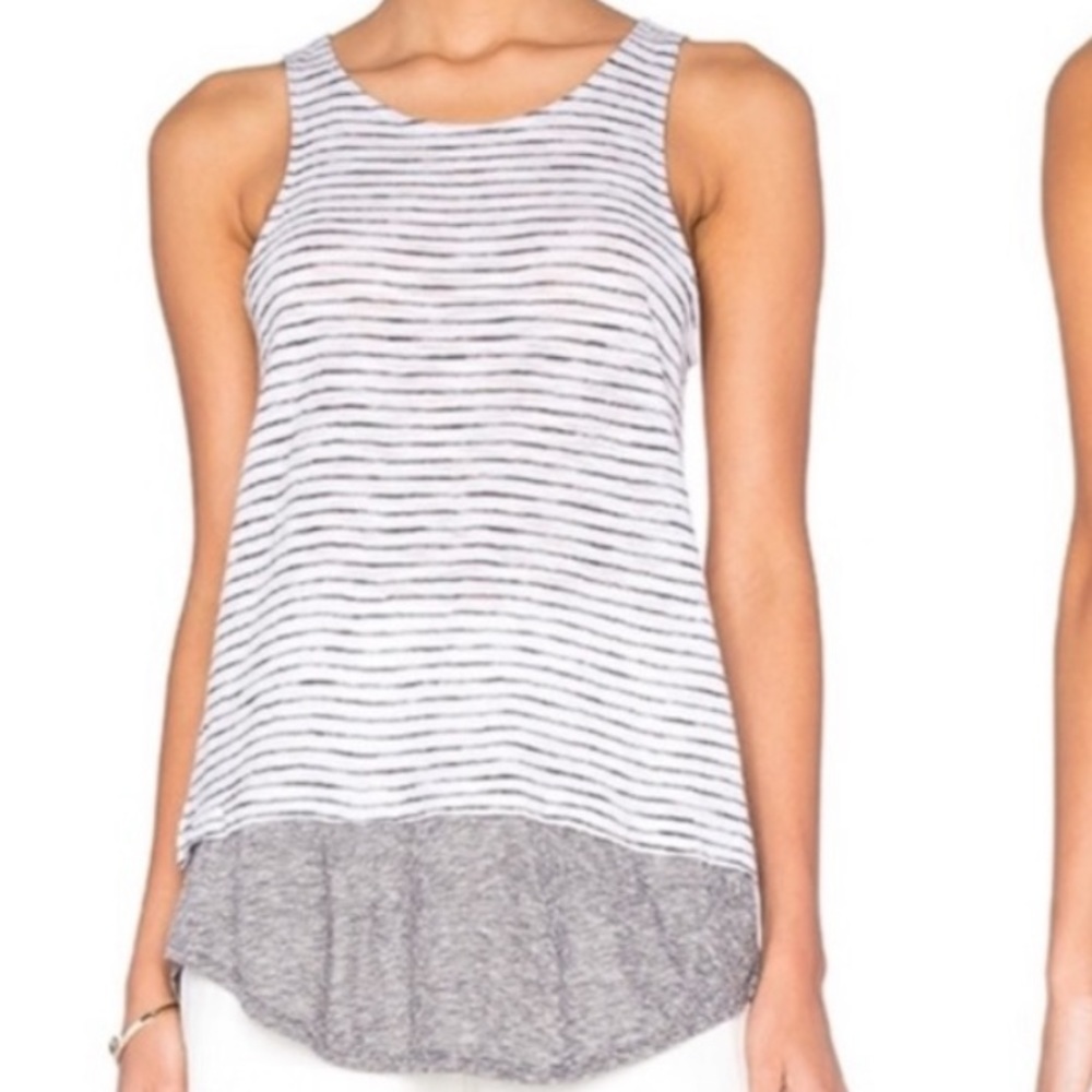 Vince Gray Striped Tank Top